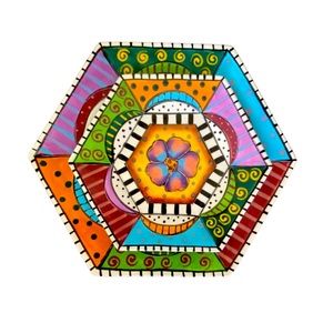 PROSPERO Design Works Hexagon Shaped Set of (2) Desert Plates (1) Saucer